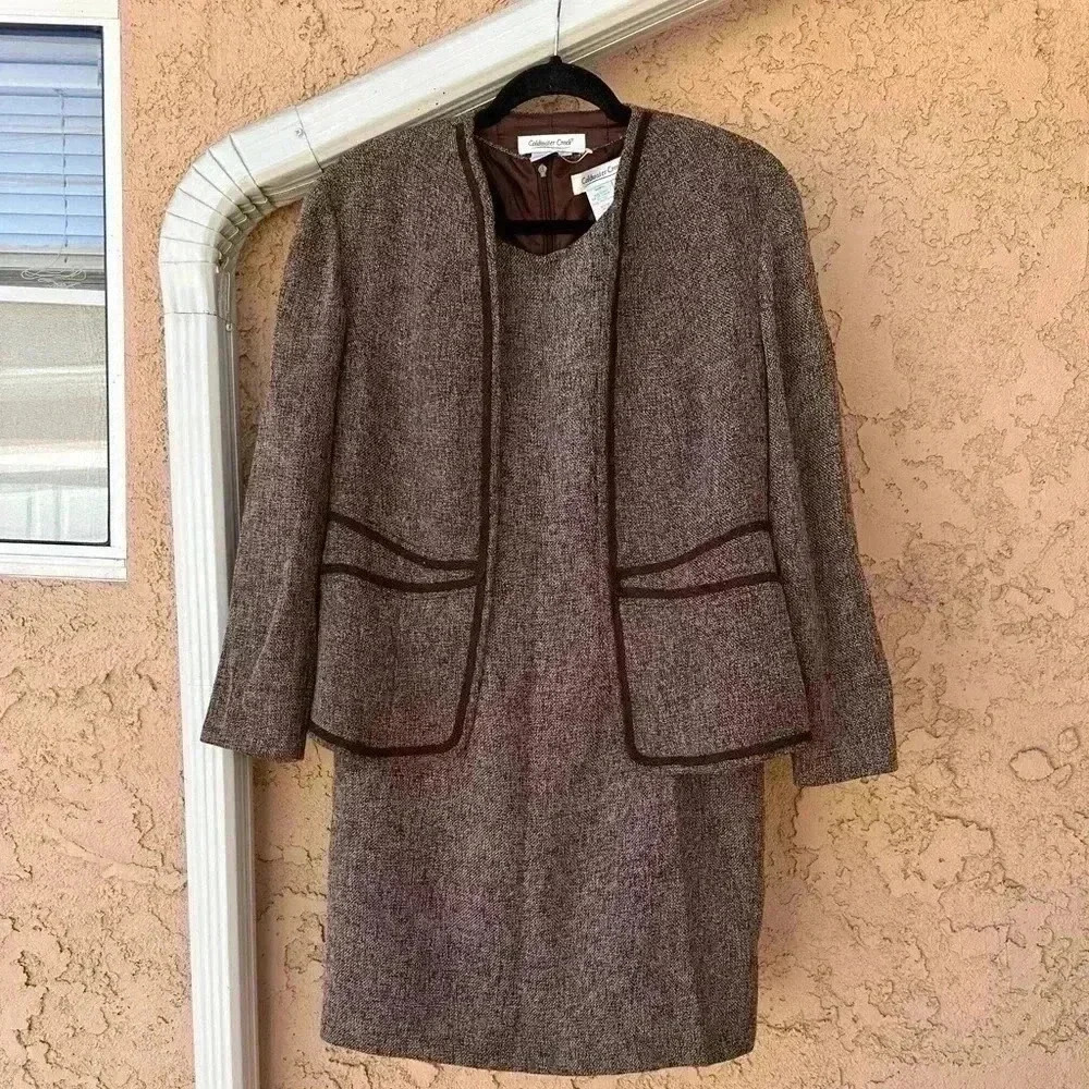 Coldwater Creek 2 piece Brown Tank Dress with Jacket Ladies Petites Size 16